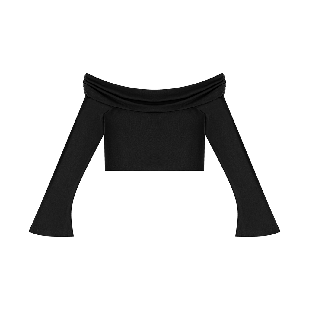 UNO Off-the-Shoulder Bell Sleeve Crop
