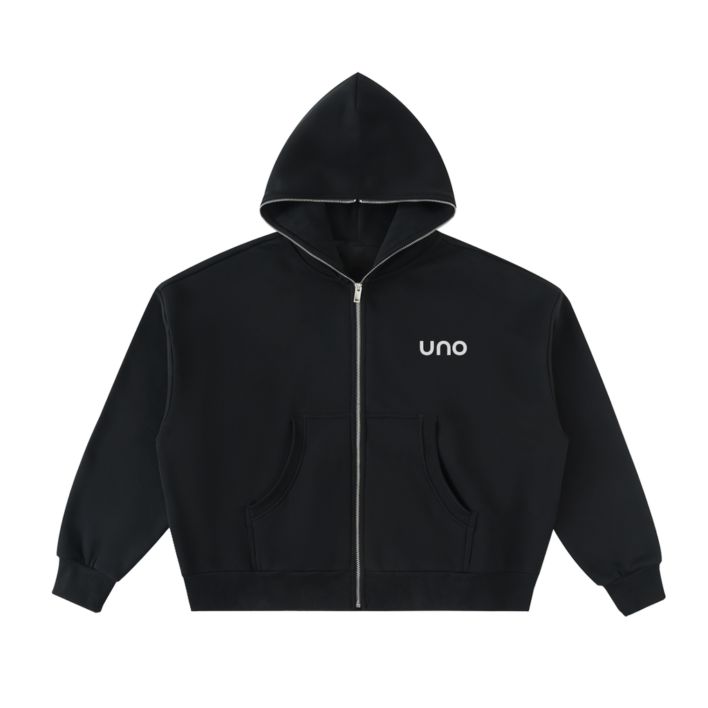UNO Fleeced Full-Zip Boxy Hoodie