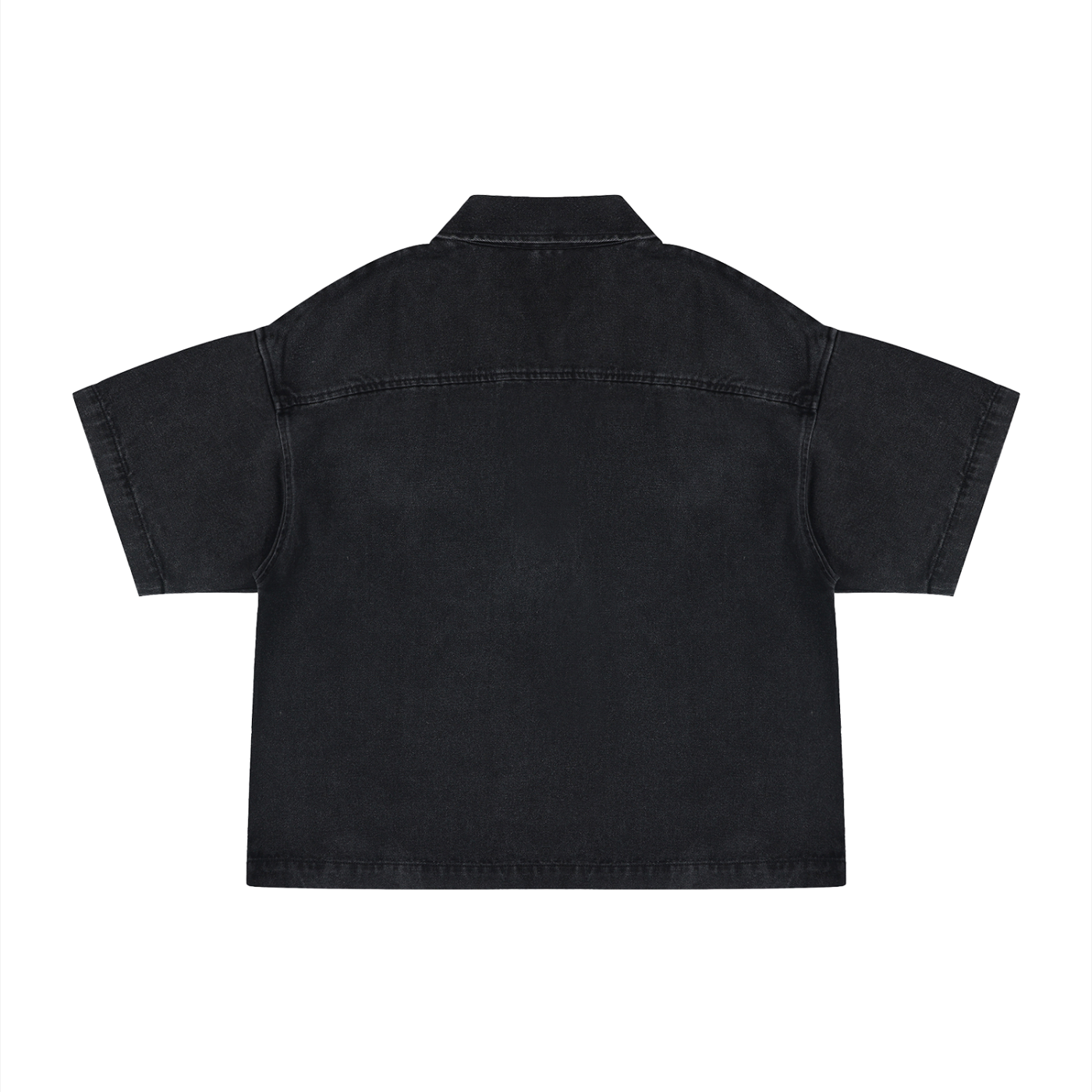 UNO Vintage Wash Boxy Quarter-Zip Denim Shirt