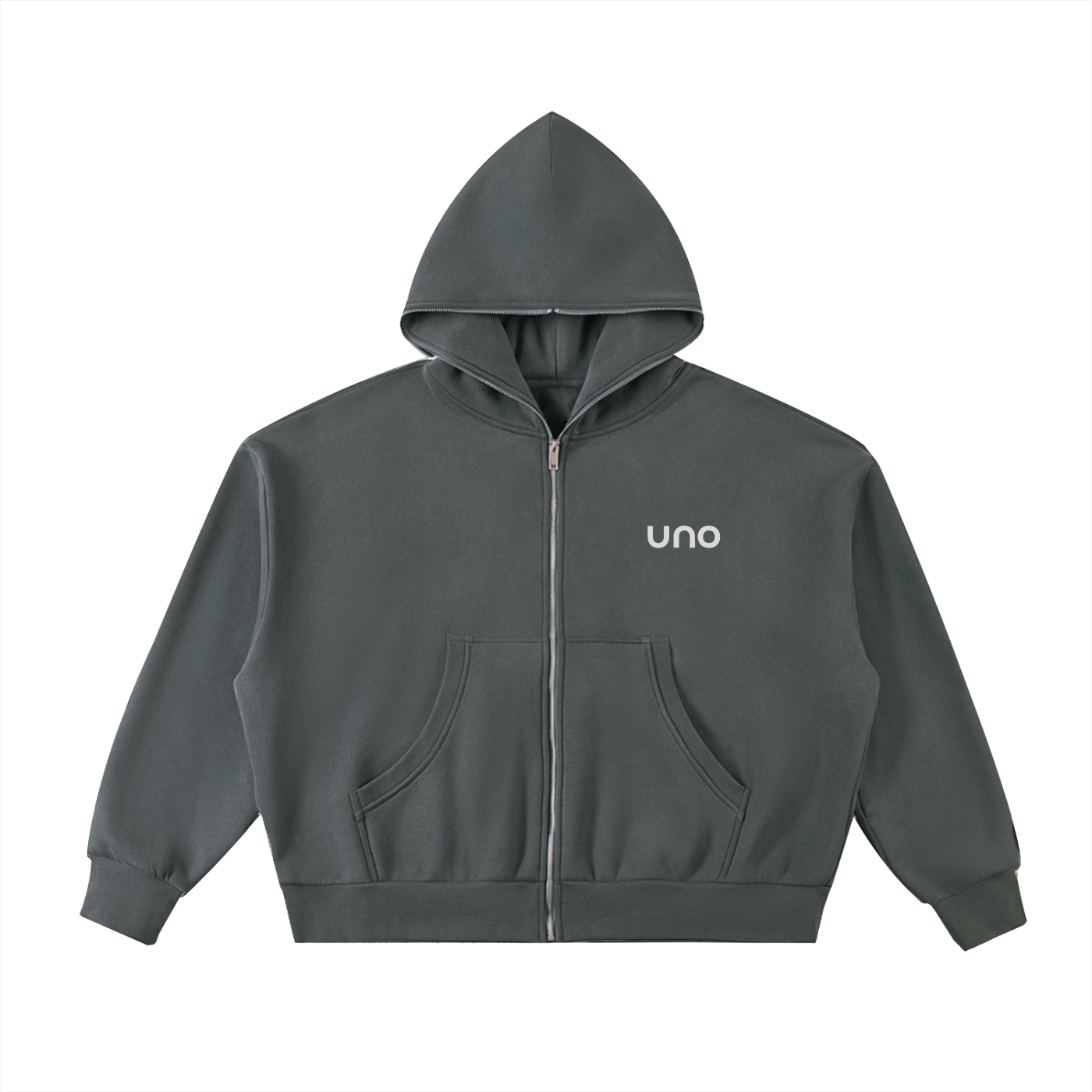 UNO Fleeced Full-Zip Boxy Hoodie