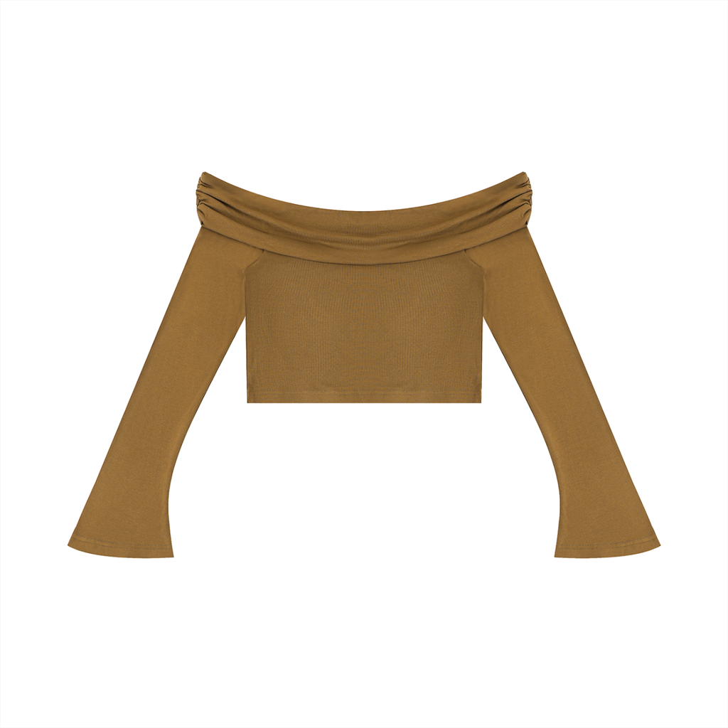 UNO Off-the-Shoulder Bell Sleeve Crop
