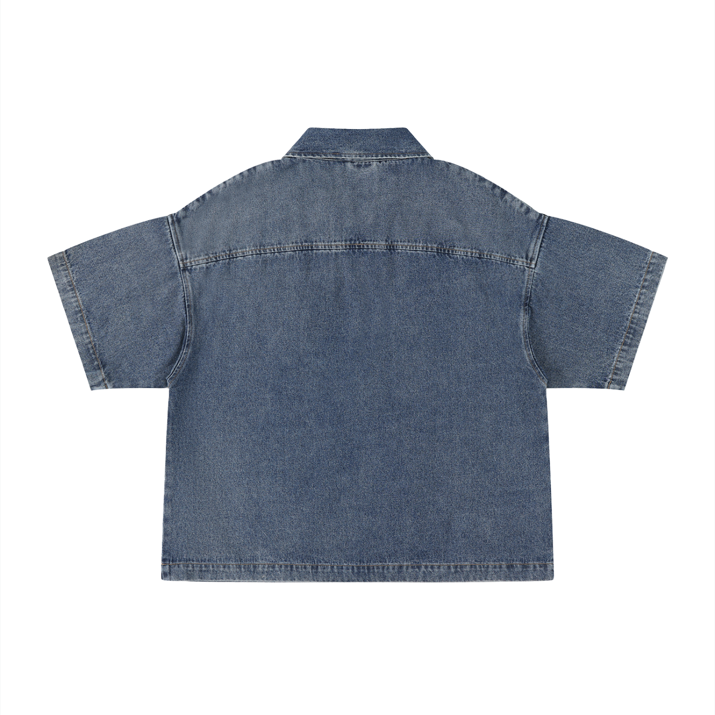 UNO Vintage Wash Boxy Quarter-Zip Denim Shirt
