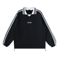 UNO Striped Lapel Collar Sweatshirt