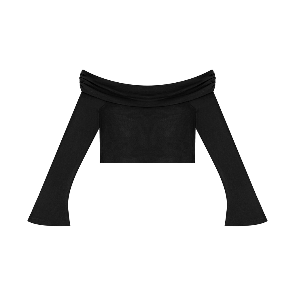 UNO Off-the-Shoulder Bell Sleeve Crop