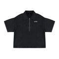 UNO Vintage Wash Boxy Quarter-Zip Denim Shirt