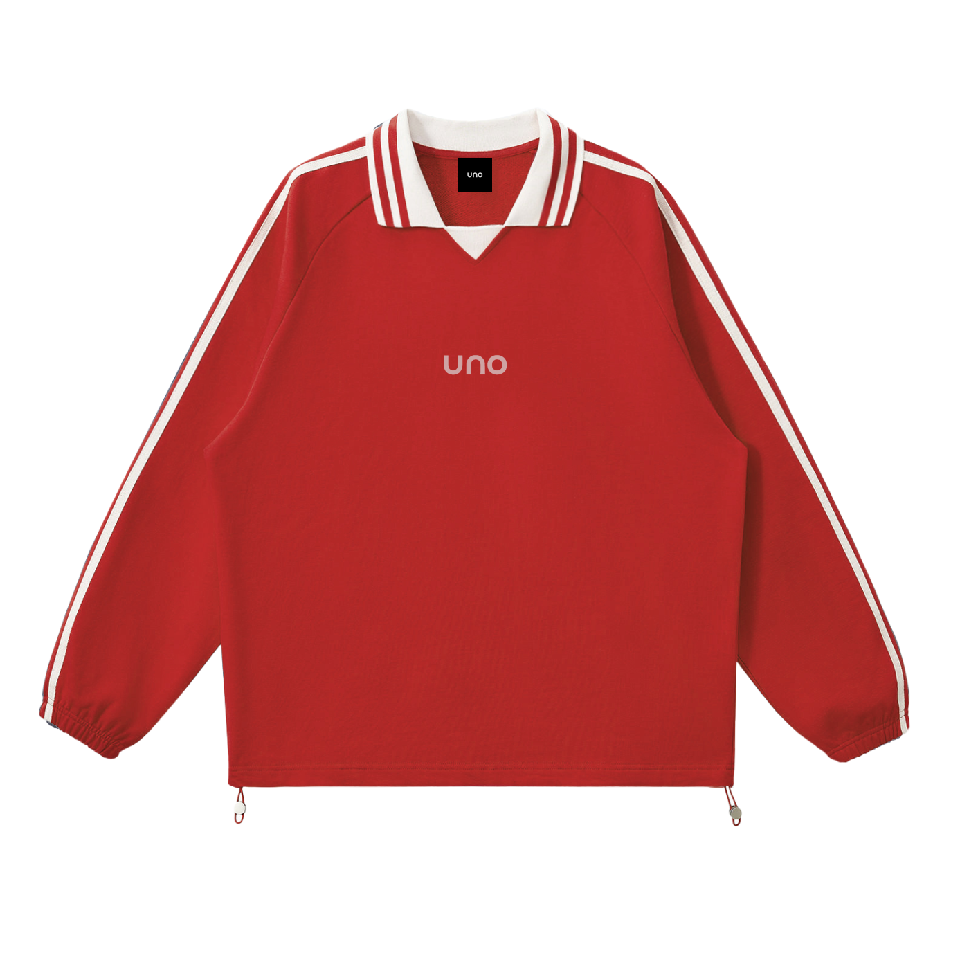 UNO Striped Lapel Collar Sweatshirt