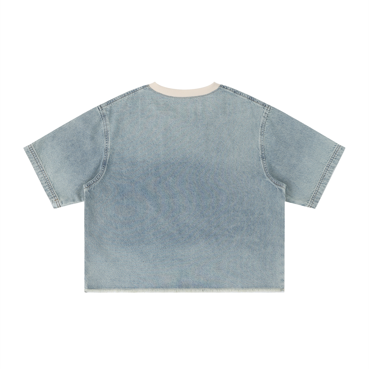 UNO Vintage Wash Boxy Raw Hem Denim Tee
