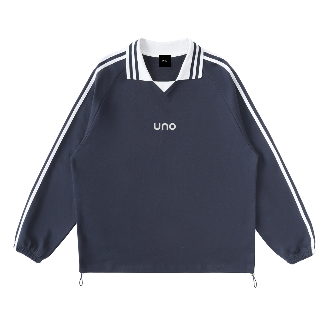 UNO Striped Lapel Collar Sweatshirt