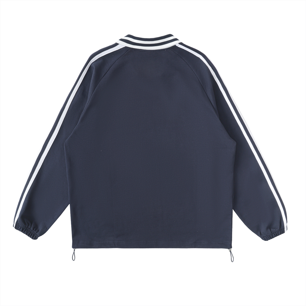UNO Striped Lapel Collar Sweatshirt