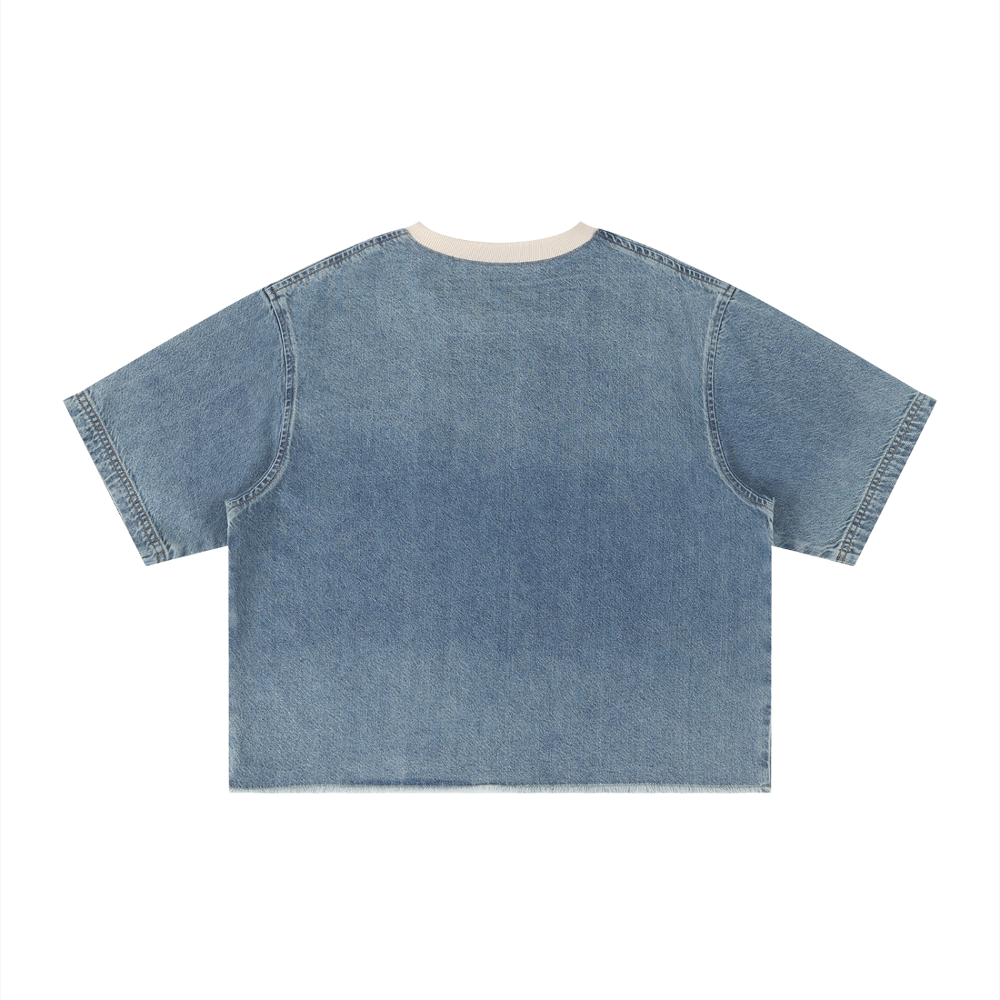 UNO Vintage Wash Boxy Raw Hem Denim Tee