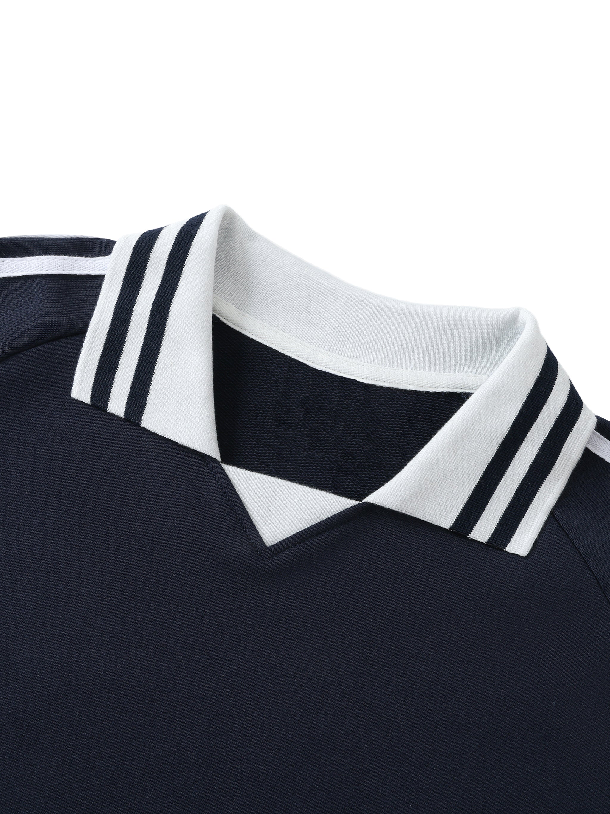 UNO Striped Lapel Collar Sweatshirt