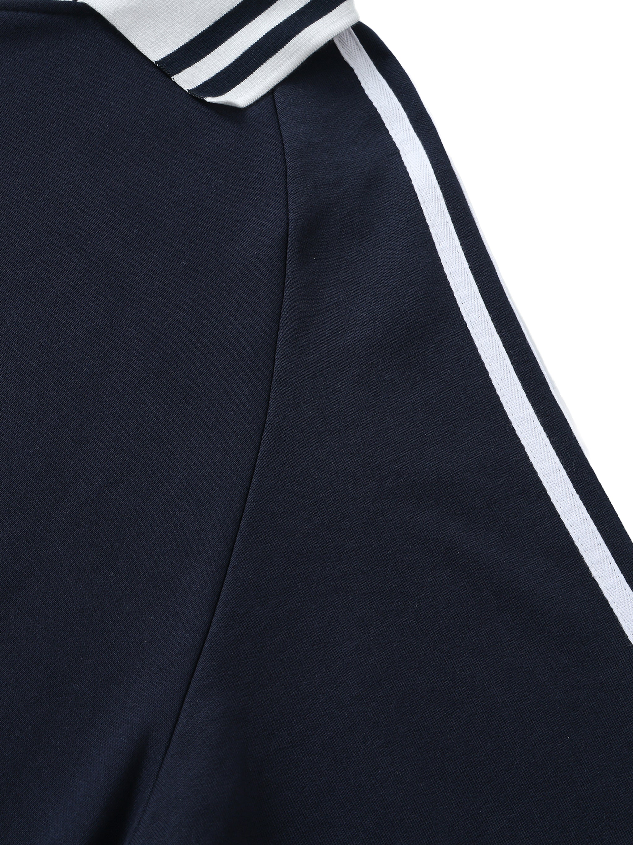 UNO Striped Lapel Collar Sweatshirt