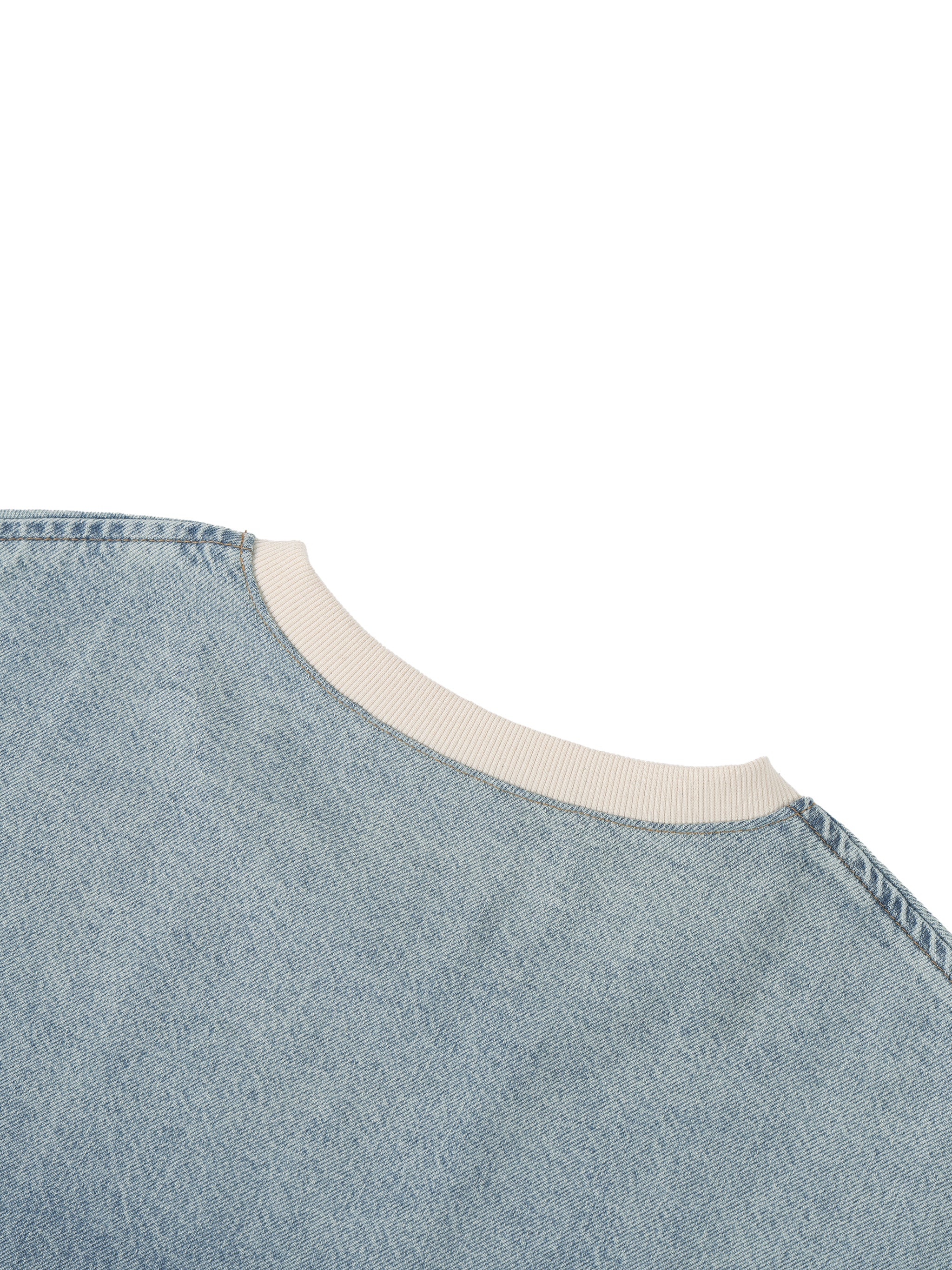 UNO Vintage Wash Boxy Raw Hem Denim Tee