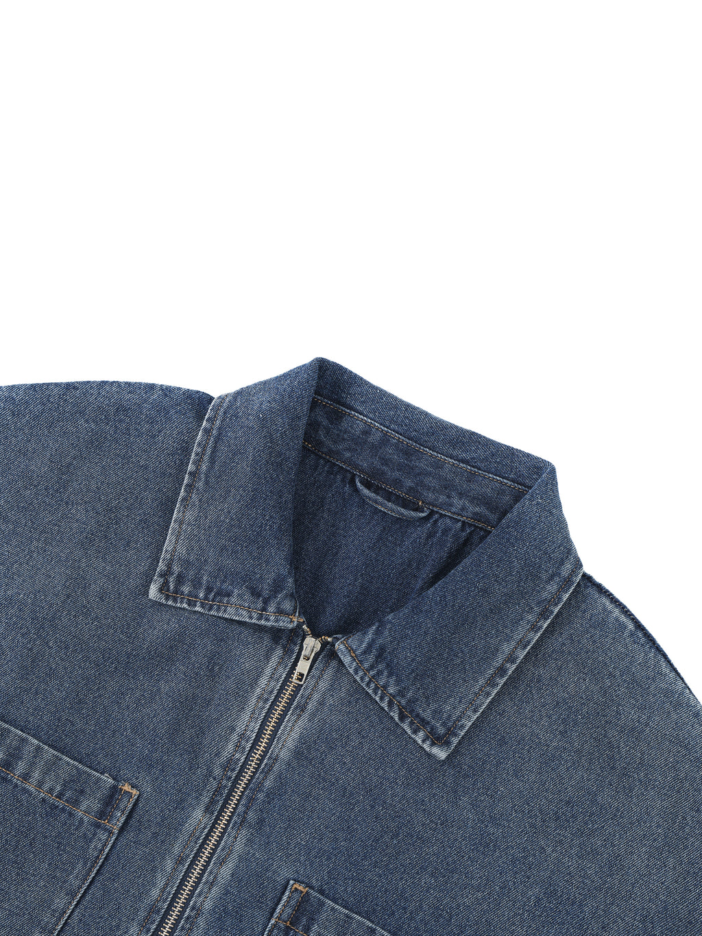 UNO Vintage Wash Boxy Quarter-Zip Denim Shirt