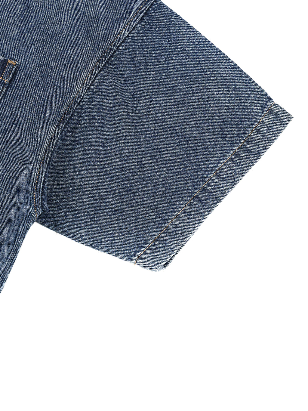 UNO Vintage Wash Boxy Quarter-Zip Denim Shirt