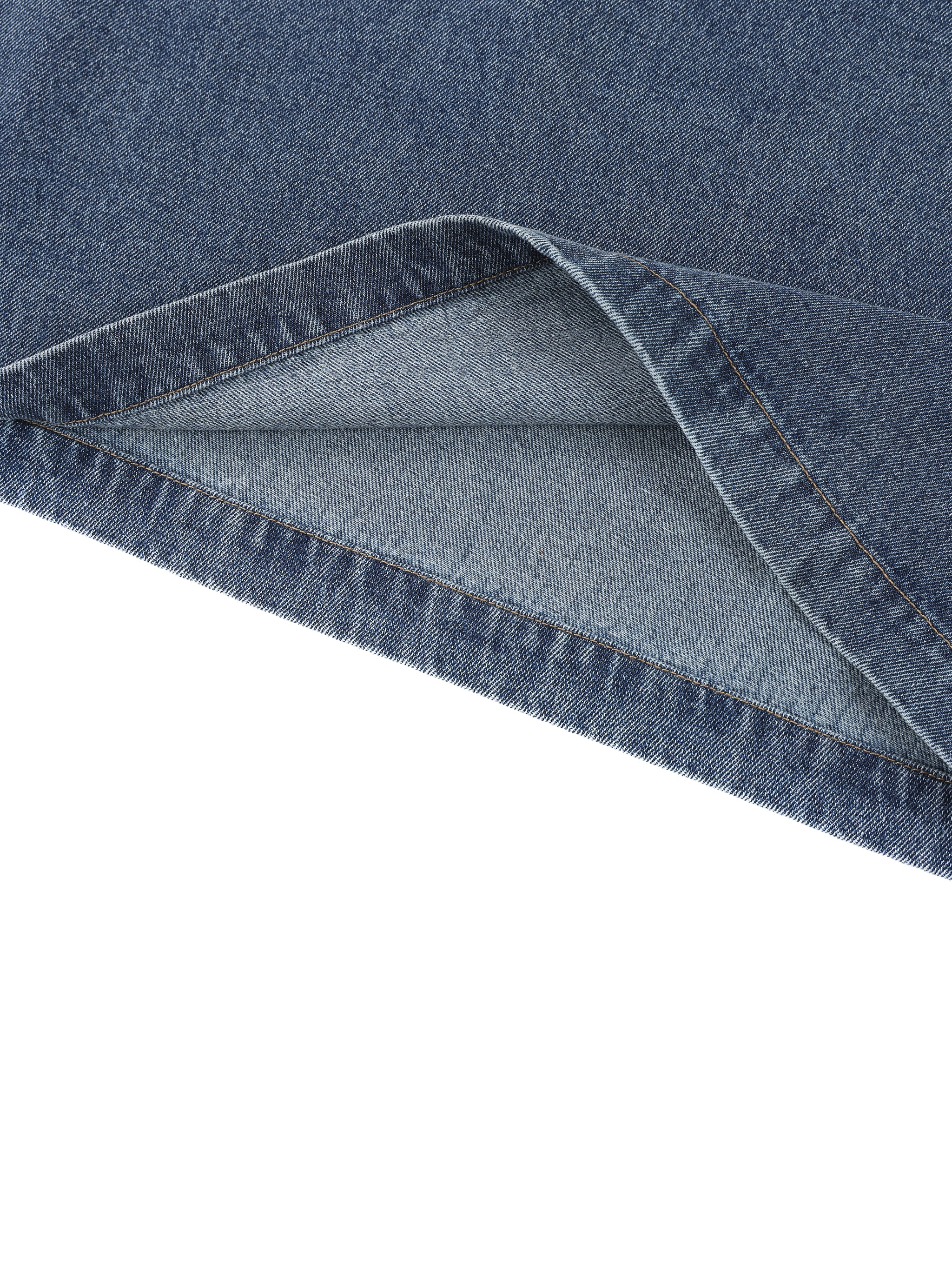 UNO Vintage Wash Boxy Quarter-Zip Denim Shirt