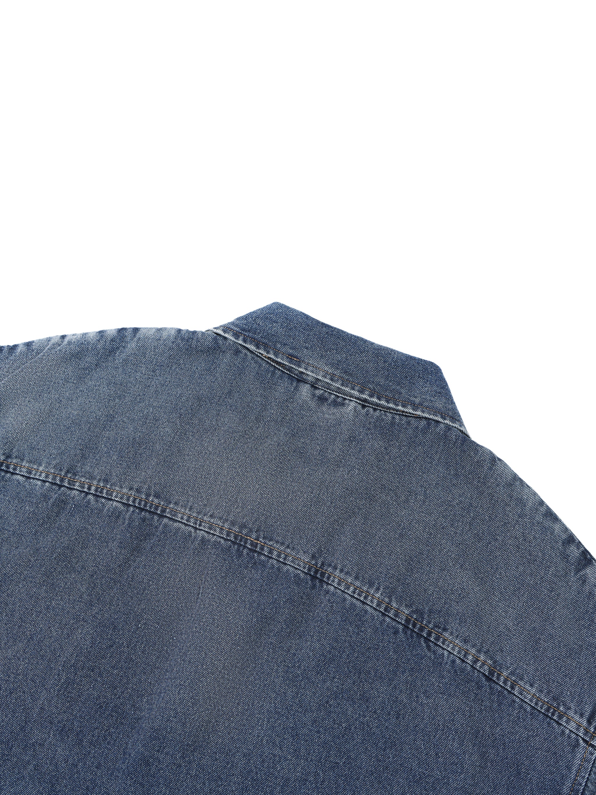 UNO Vintage Wash Boxy Quarter-Zip Denim Shirt